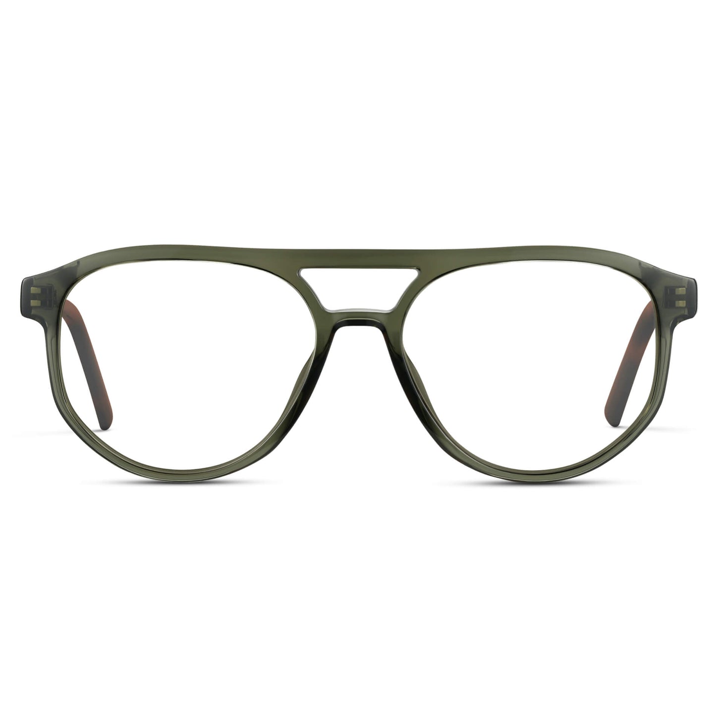 Tortoise Sage || Modern Aviator Green Acetate Frame with Clear Prescription Lens