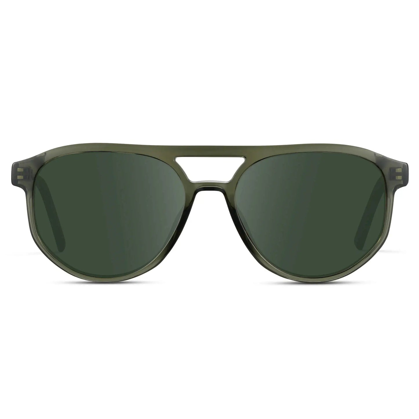 Tortoise Sage / G15 || Front view of Men's Modern Aviator Prescription Sunglasses with Green Acetate Frame and Green Prescription Lens