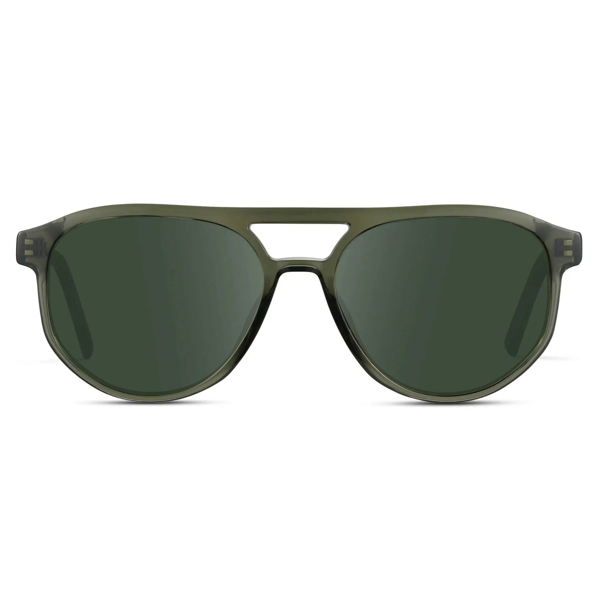 Tortoise Sage / G15 || Front view of Men's Modern Aviator Prescription Sunglasses with Green Acetate Frame and Green Prescription Lens
