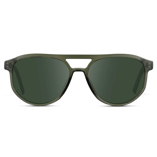 Tortoise Sage / G15 || Modern Aviator Green Acetate Frame with Green Prescription Lens