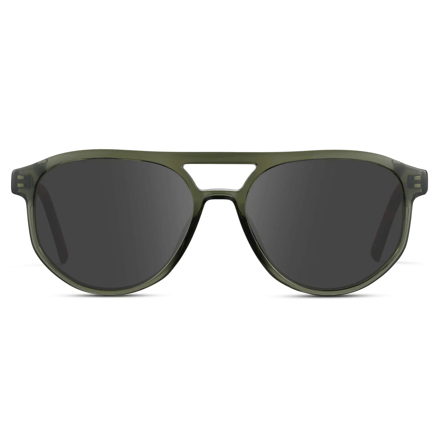 Tortoise Sage / Grey || Front view of Men's Modern Aviator Prescription Sunglasses with Green Acetate Frame and Grey Prescription Lens