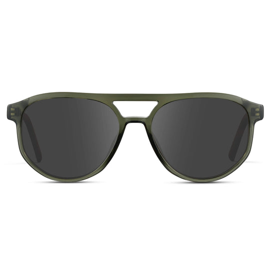 Tortoise Sage / Grey || Modern Aviator Green Acetate Frame with Grey Prescription Lens