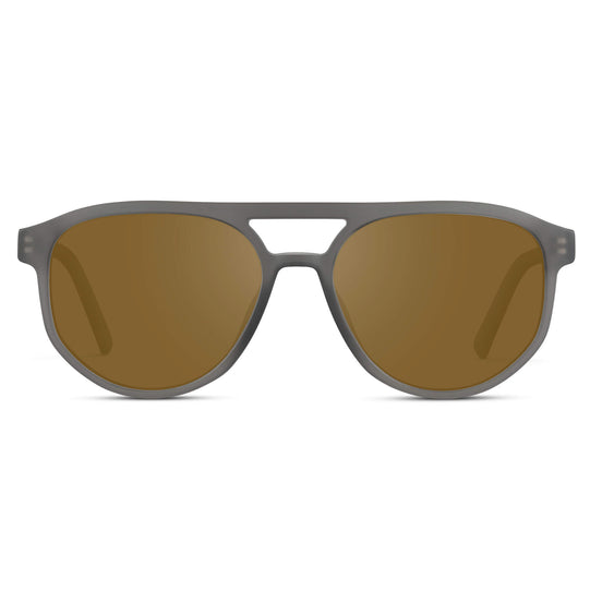 Frosted Graphite / Amber || Modern Aviator Grey Acetate Frame with Brown Prescription Lens