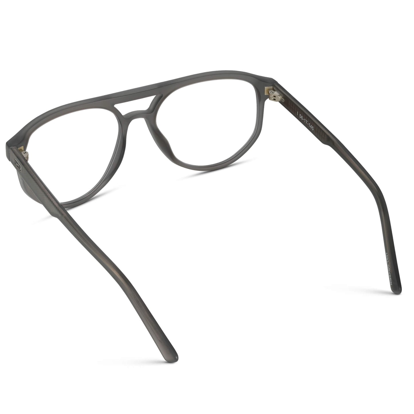 Frosted Graphite || Modern Aviator Grey Acetate Frame with Clear Prescription Lens