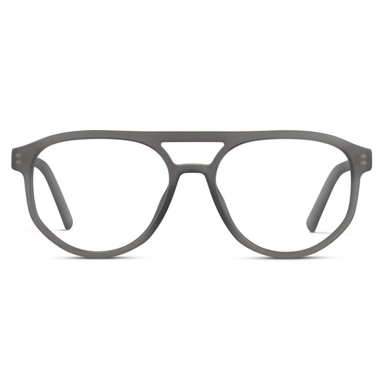 Frosted Graphite || Modern Aviator Grey Acetate Frame with Clear Prescription Lens