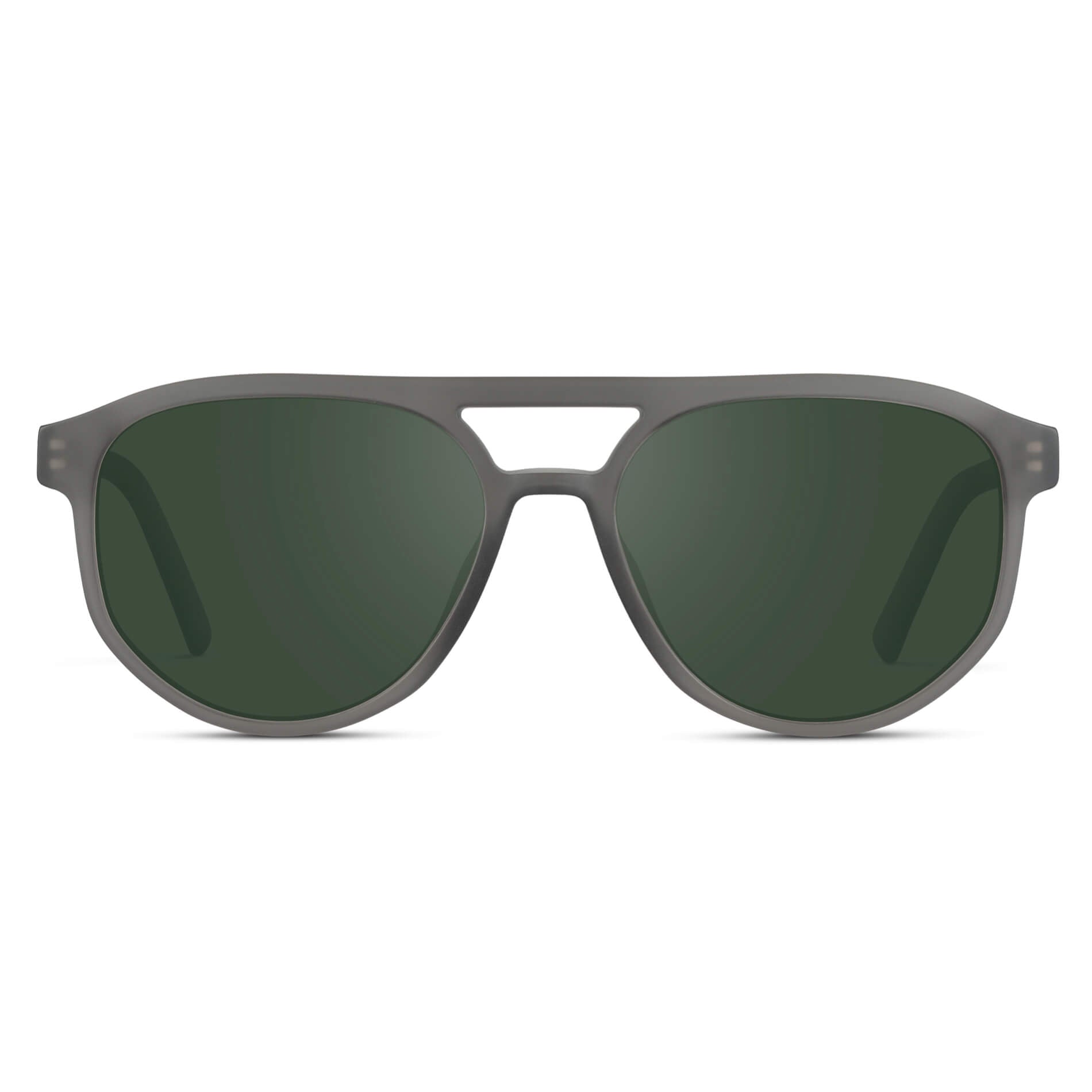 Frosted Graphite / G15 || Modern Aviator Grey Acetate Frame with Green Prescription Lens