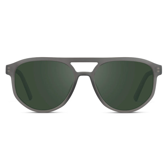 Frosted Graphite / G15 || Modern Aviator Grey Acetate Frame with Green Prescription Lens