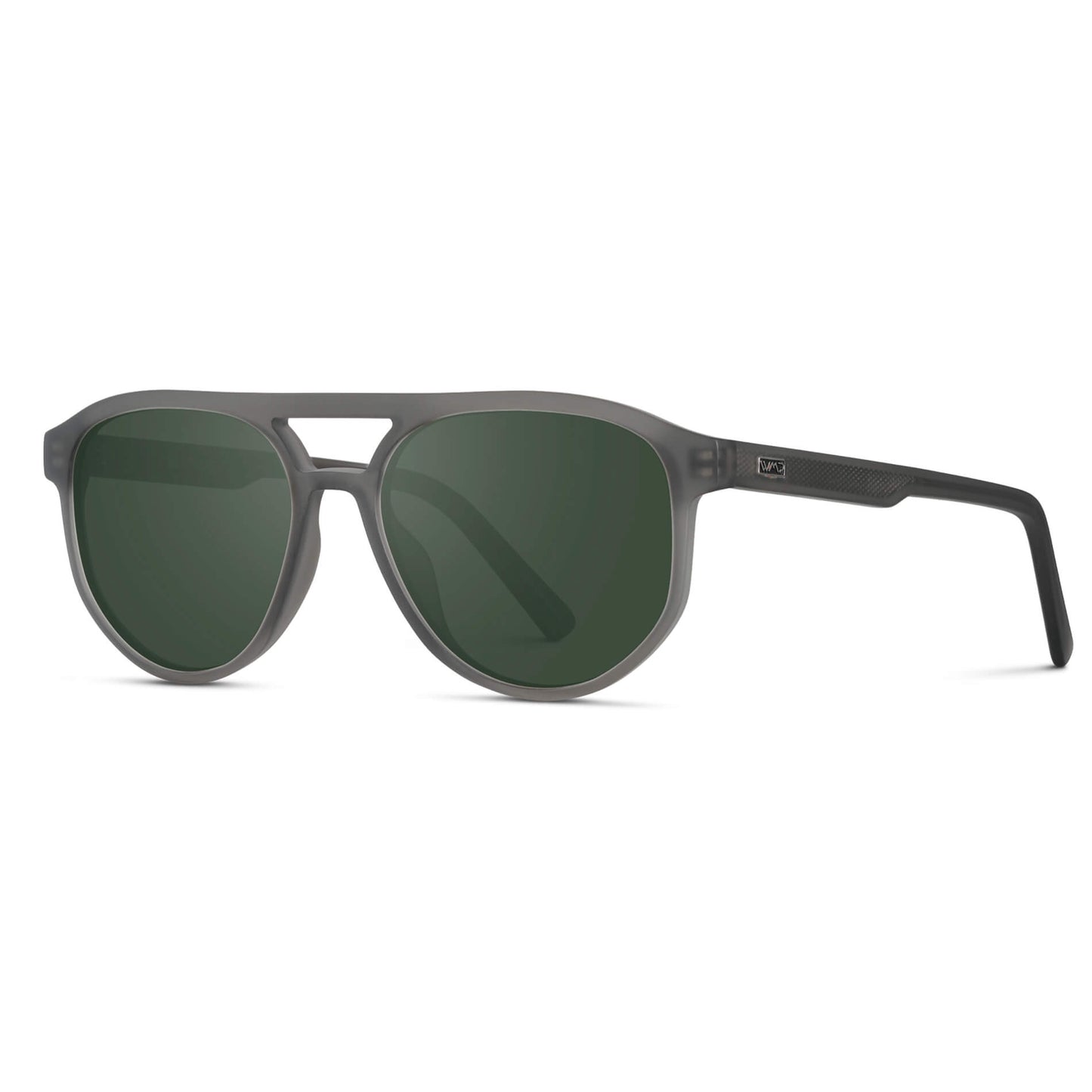 Frosted Graphite / G15 || Modern Aviator Grey Acetate Frame with Green Prescription Lens