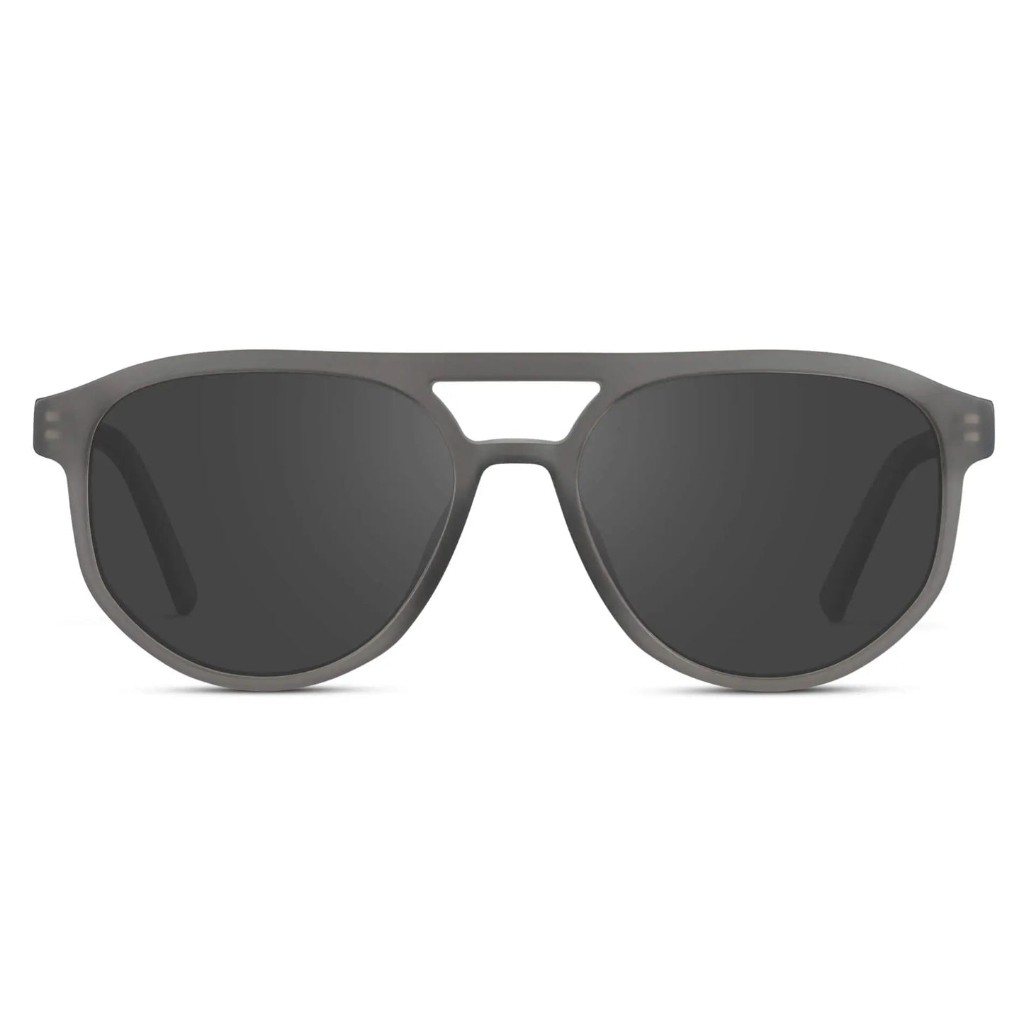 Frosted Graphite / Grey || Front view of Men's Modern Aviator Prescription Sunglasses with Grey Acetate Frame and Grey Prescription Lens