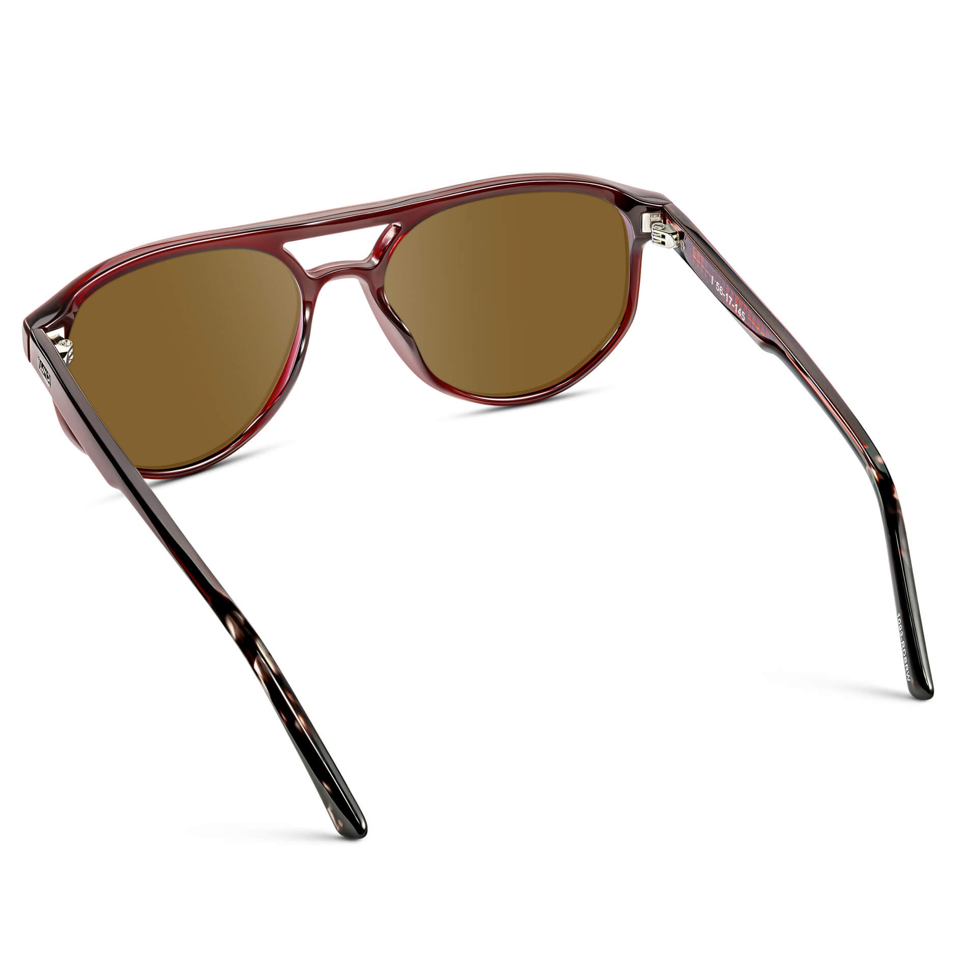 Red Garnet / Amber || Modern Aviator Red Acetate Frame with Brown Prescription Lens