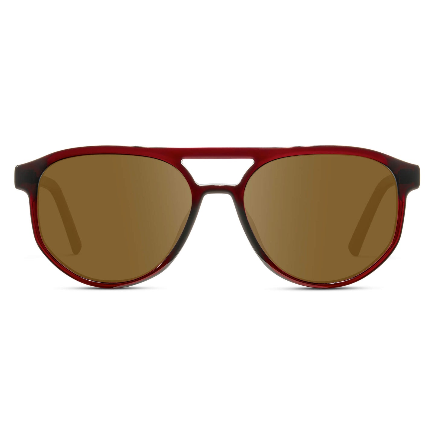 Red Garnet / Amber || Modern Aviator Red Acetate Frame with Brown Prescription Lens