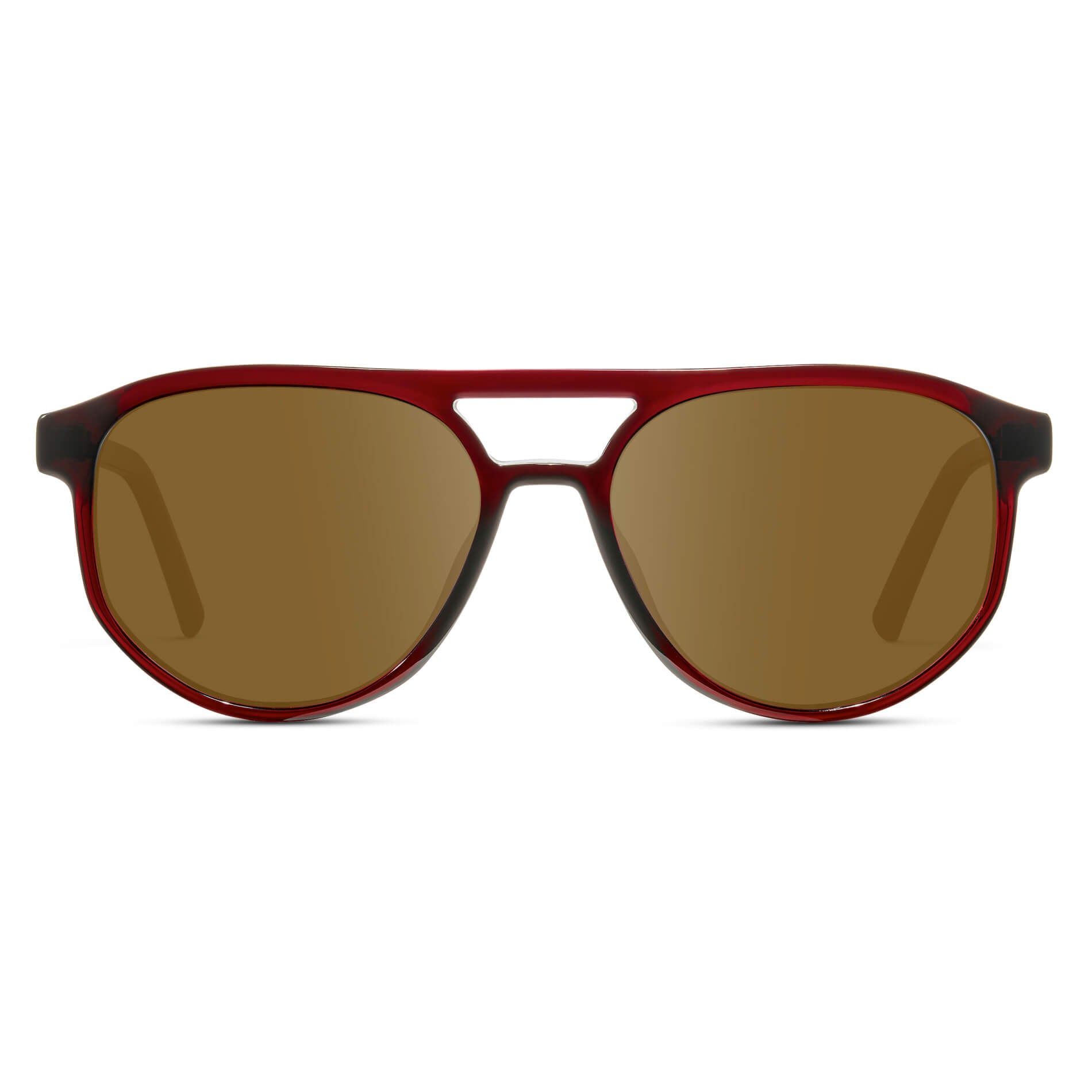 Red Garnet / Amber || Modern Aviator Red Acetate Frame with Brown Prescription Lens