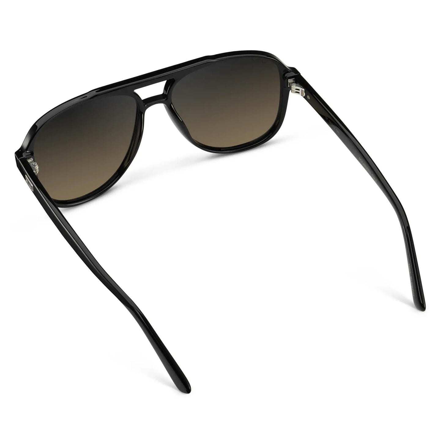 Black / Grey Brown Gradient Lens || Women's Black Aviator Frame Sunglasses with Grey Brown Gradient Polarized Lenses