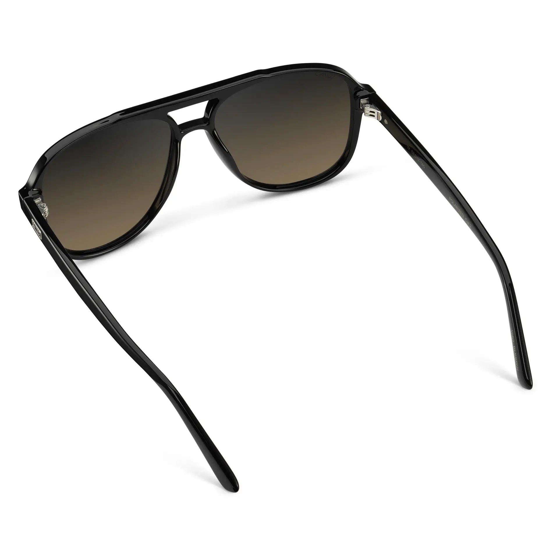 Black / Grey Brown Gradient Lens || Women's Black Aviator Frame Sunglasses with Grey Brown Gradient Polarized Lenses