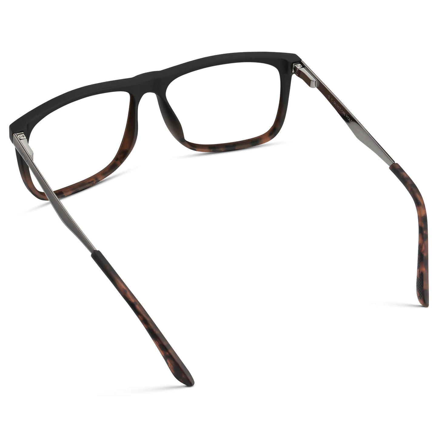 Matte Black Tortoise || Men's Matte Black Tortoise Frame Square Eyeglasses with Clear Prescription Lens