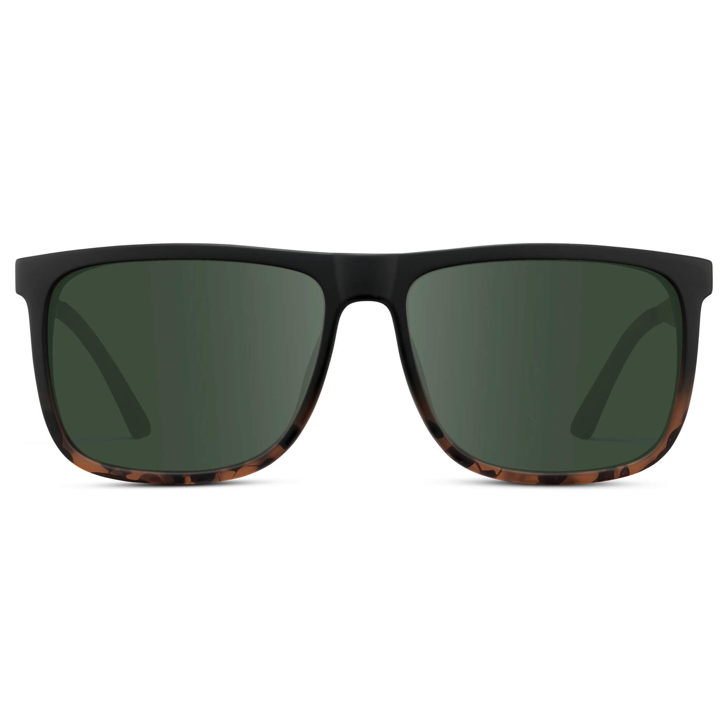 Matte Black Tortoise / G15 || Men's Prescription Sunglasses with Matte Black Tortoise Polycarbonate and Stainless Steel Frame and Green Prescription Lens
