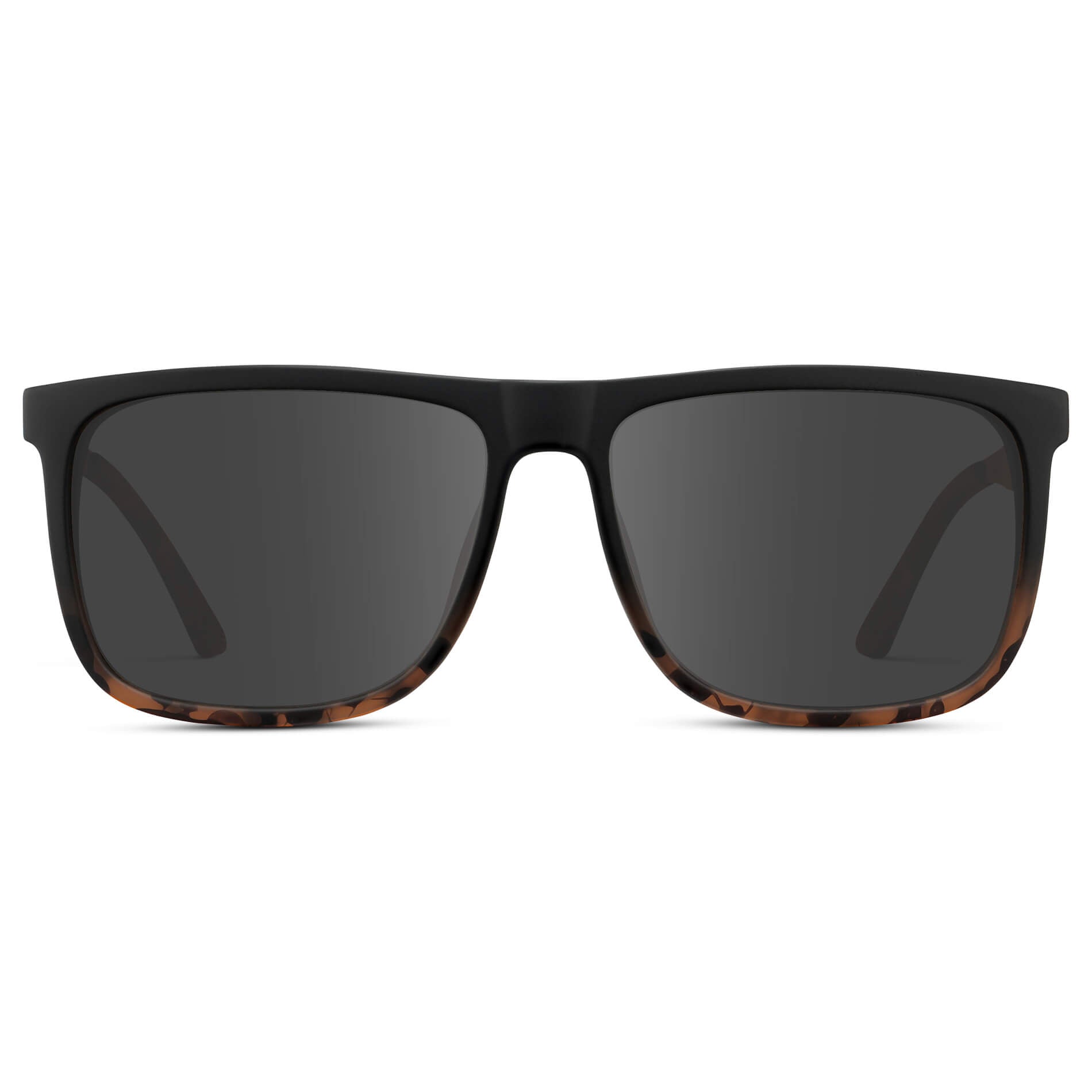 Matte Black Tortoise / Grey || Men's Prescription Sunglasses with Matte Black Tortoise Polycarbonate and Stainless Steel Frame and Grey Prescription Lens