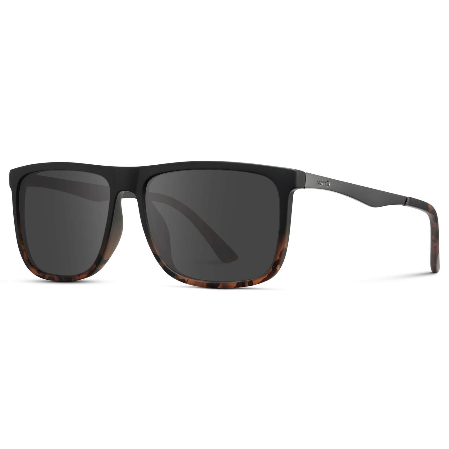Matte Black Tortoise / Grey || Men's Prescription Sunglasses with Matte Black Tortoise Polycarbonate and Stainless Steel Frame and Grey Prescription Lens