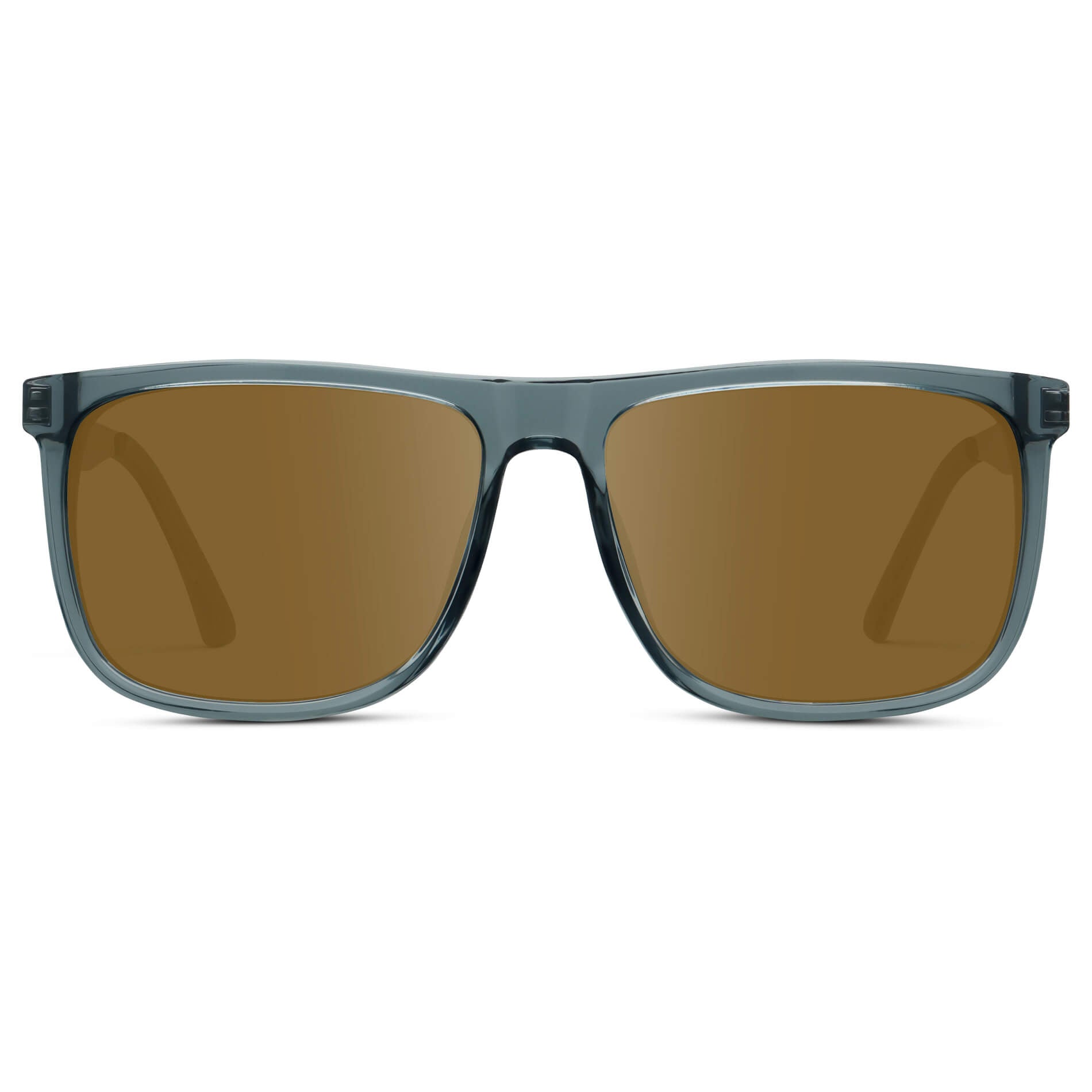 Stone Blue / Amber || Men's Prescription Sunglasses with Stone Blue Acetate and Stainless Steel Frame and Amber Prescription Lens