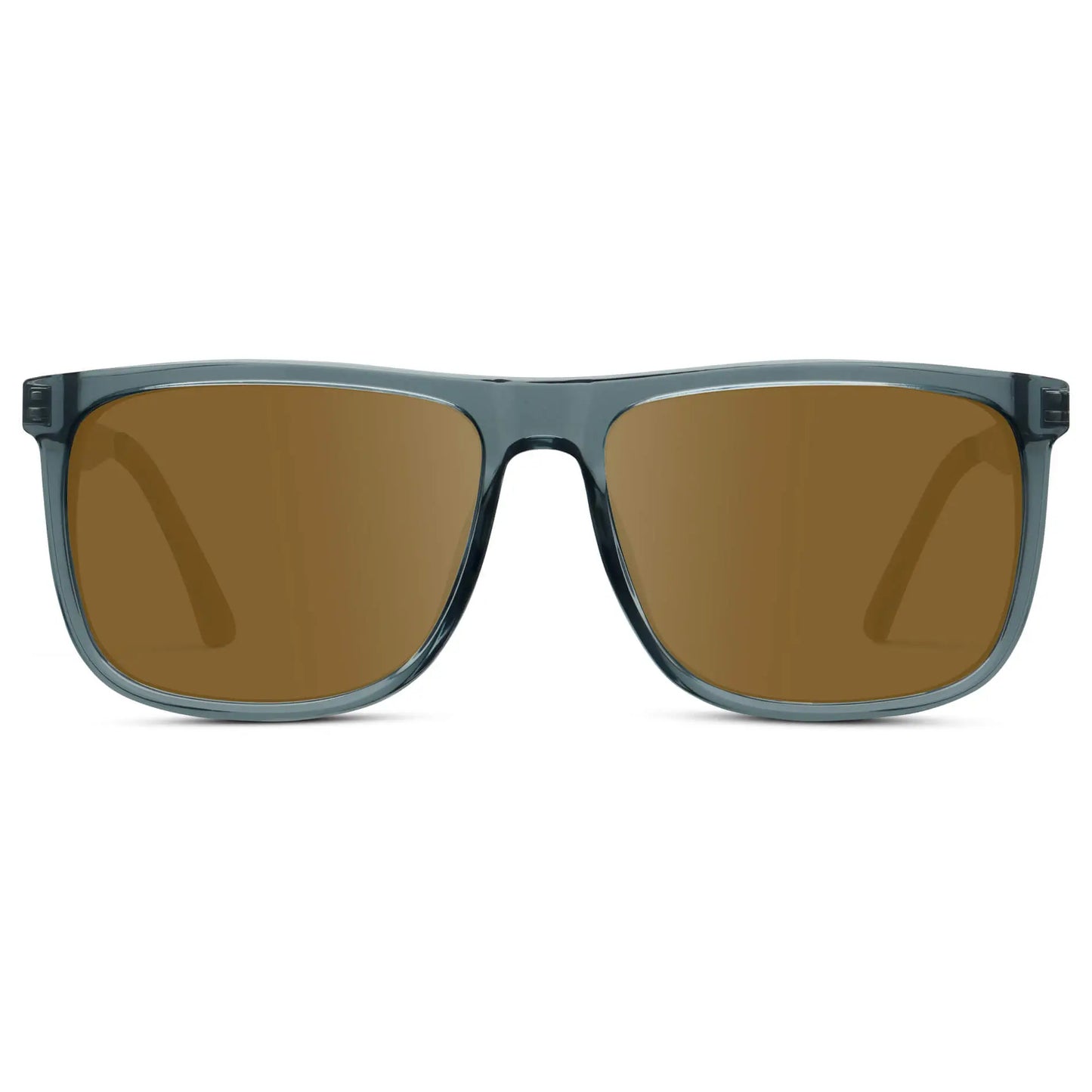 Stone Blue / Amber || Men's Prescription Sunglasses with Stone Blue Acetate and Stainless Steel Frame and Amber Prescription Lens on a white background