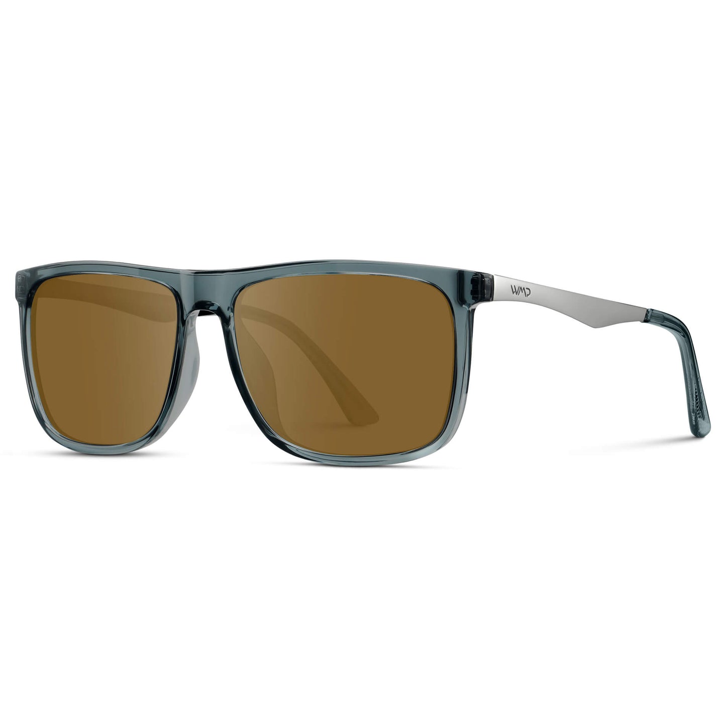 Stone Blue / Amber || Men's Prescription Sunglasses with Stone Blue Acetate and Stainless Steel Frame and Amber Prescription Lens