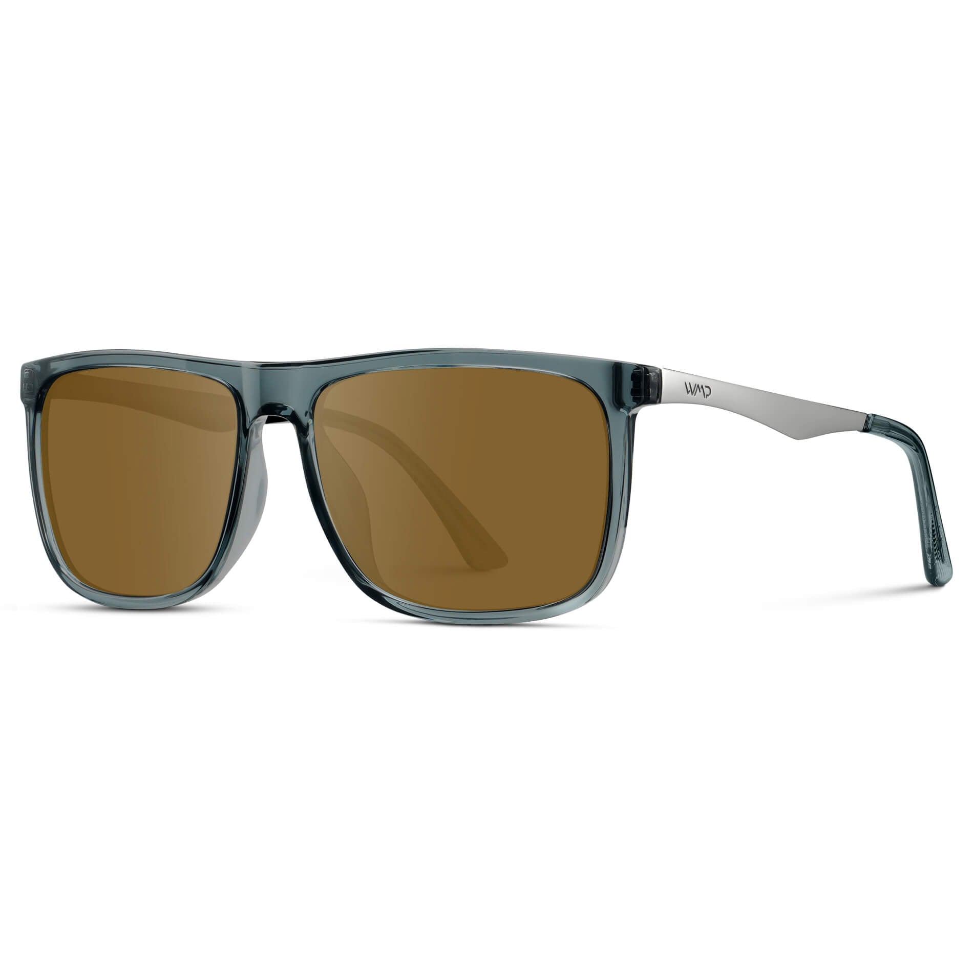 Stone Blue / Amber || Men's Prescription Sunglasses with Stone Blue Acetate and Stainless Steel Frame and Amber Prescription Lens