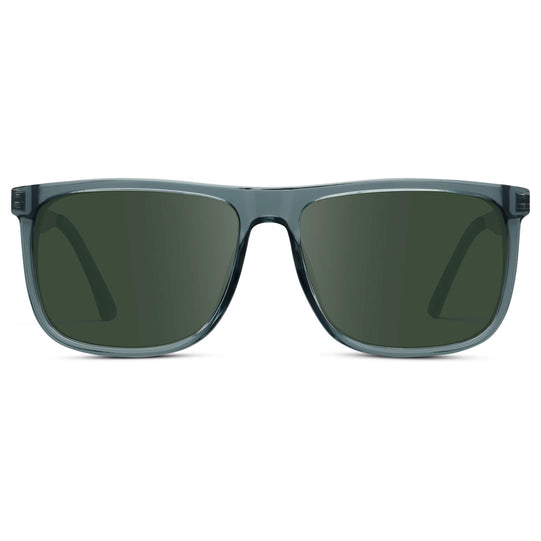 Stone Blue / G15 || Men's Prescription Sunglasses with Stone Blue Acetate and Stainless Steel Frame and Green Prescription Lens