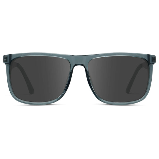 Stone Blue / Grey || Men's Prescription Sunglasses with Stone Blue Acetate and Stainless Steel Frame and Grey Prescription Lens