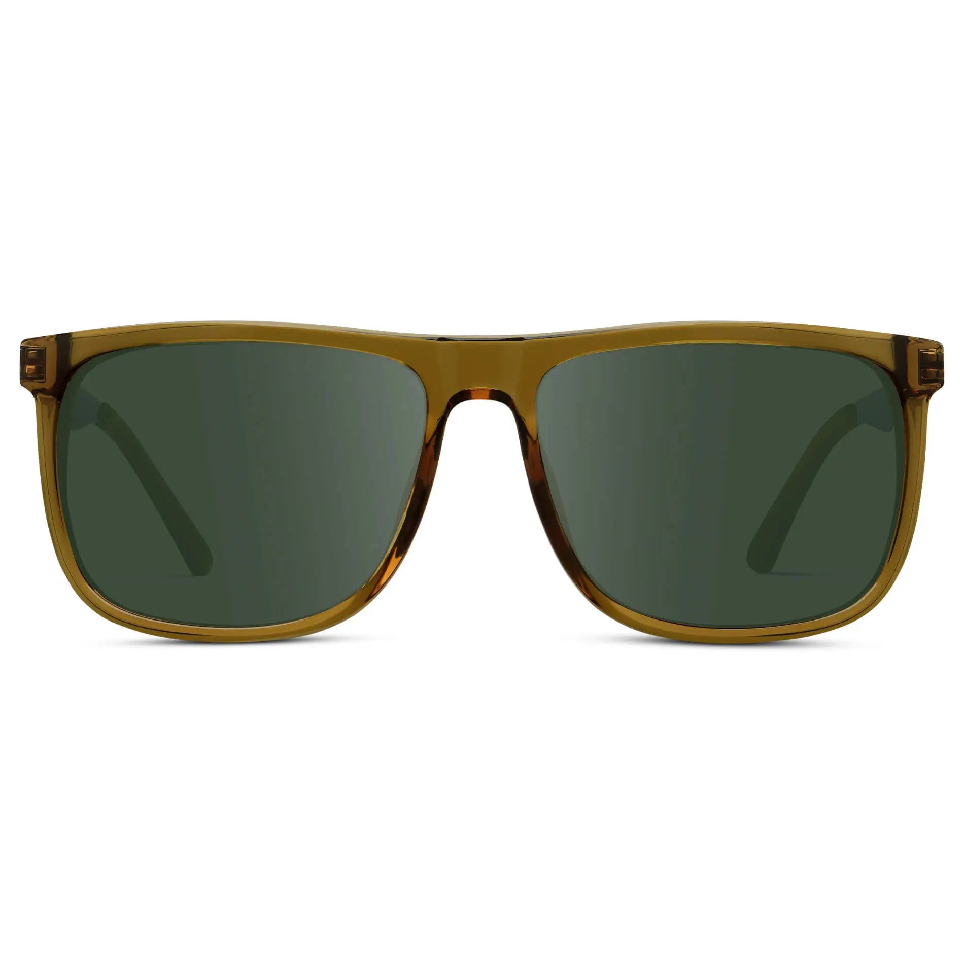 Crystal Verde / G15 || Men's Prescription Sunglasses with Crystal Verde Acetate and Stainless Steel Frame and Green Prescription Lens on a white background