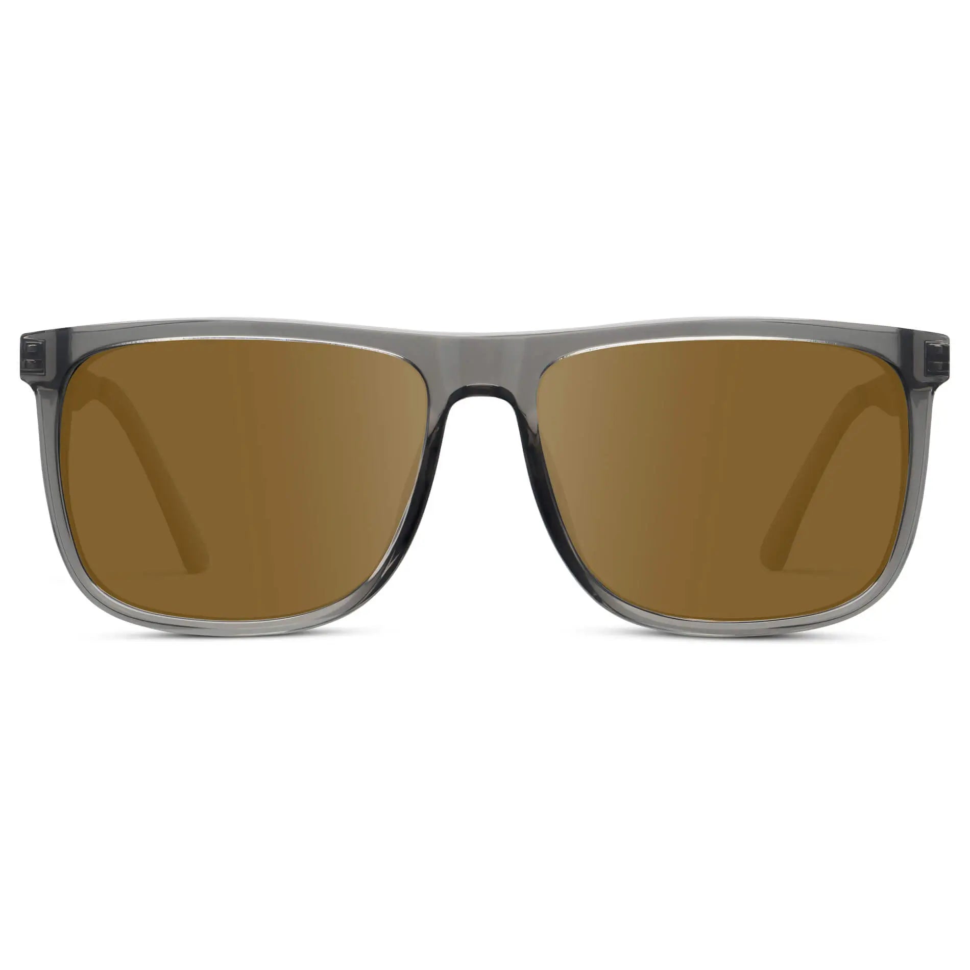 Steel Grey / Amber || Men's Prescription Sunglasses with Steel Grey Acetate and Stainless Steel Frame and Amber Prescription Lens on a white background