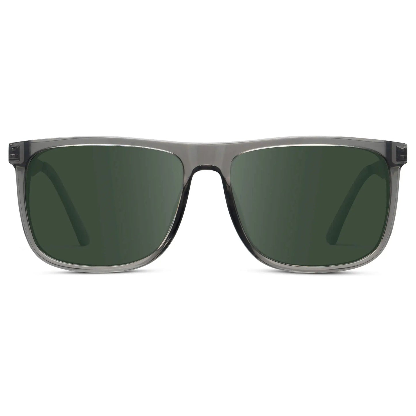 Steel Grey / G15 || Men's Prescription Sunglasses with Steel Grey Acetate and Stainless Steel Frame and Green Prescription Lens on a white background