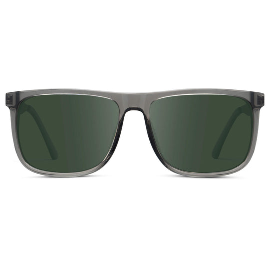 Steel Grey / G15 || Men's Prescription Sunglasses with Steel Grey Acetate and Stainless Steel Frame and Green Prescription Lens