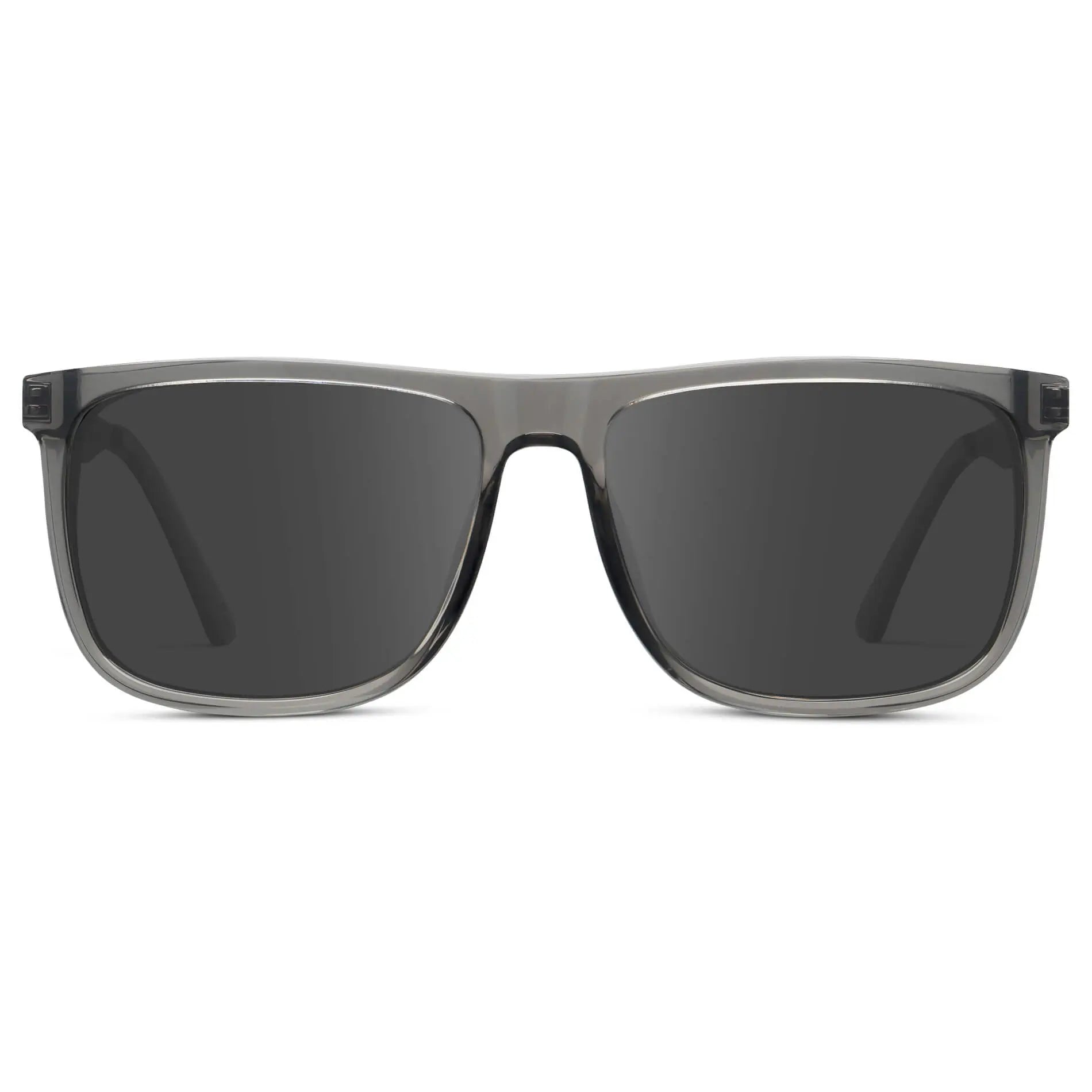 Steel Grey / Grey || Men's Prescription Sunglasses with Steel Grey Acetate and Stainless Steel Frame and Grey Prescription Lens on a white background