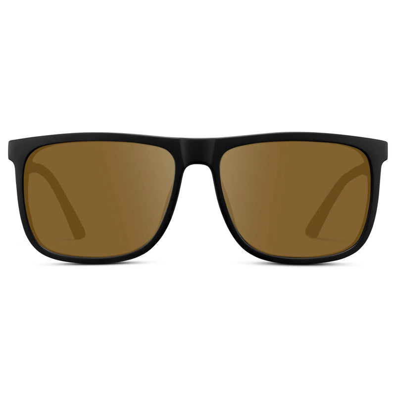 Jade Black / Amber || Men's Prescription Sunglasses with Jade Black Polycarbonate and Stainless Steel Frame and Amber Prescription Lens on a white background