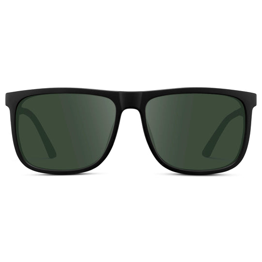 Jade Black / G15 || Men's Prescription Sunglasses with Jade Black Polycarbonate and Stainless Steel Frame and Green Prescription Lens