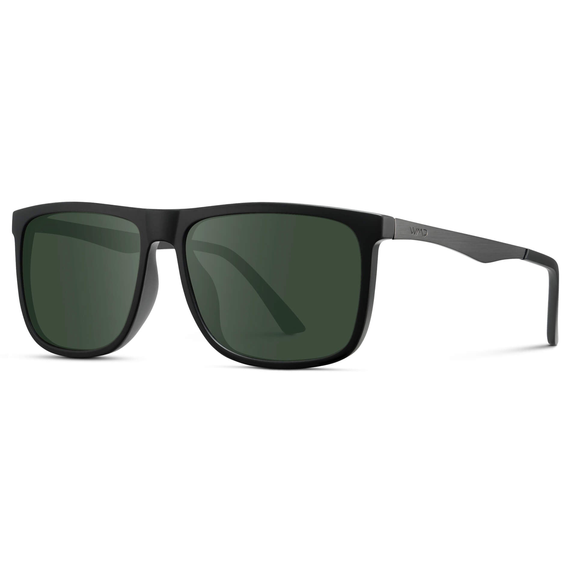 Jade Black / G15 || Men's Prescription Sunglasses with Jade Black Polycarbonate and Stainless Steel Frame and Green Prescription Lens