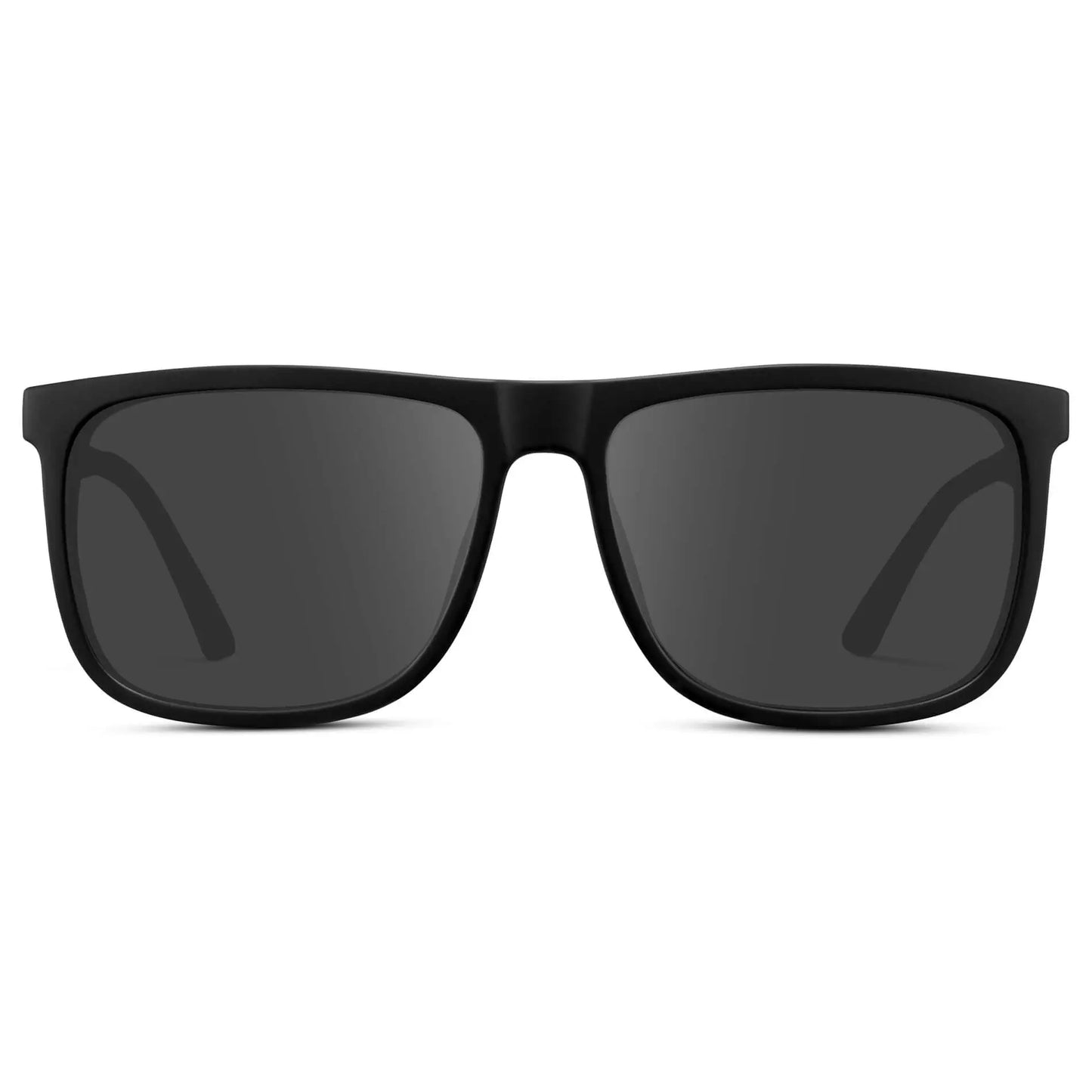 Jade Black / Grey || Men's Prescription Sunglasses with Jade Black Polycarbonate and Stainless Steel Frame and Grey Prescription Lens on a white background