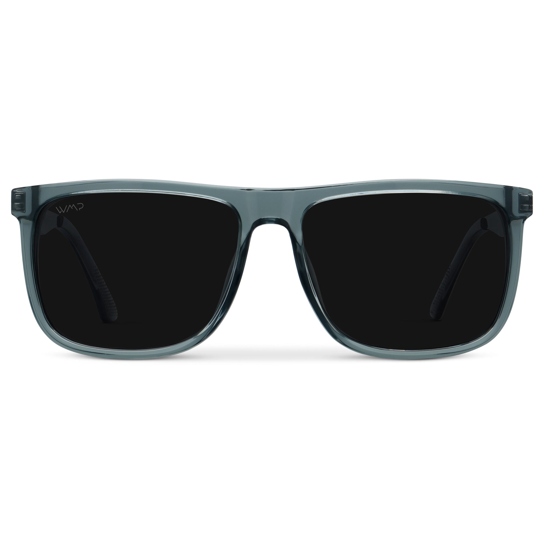 Stone Blue / Triple Black Lens || Stone Blue Square Acetate Frame Sunglasses with Triple Black Polarized Lenses