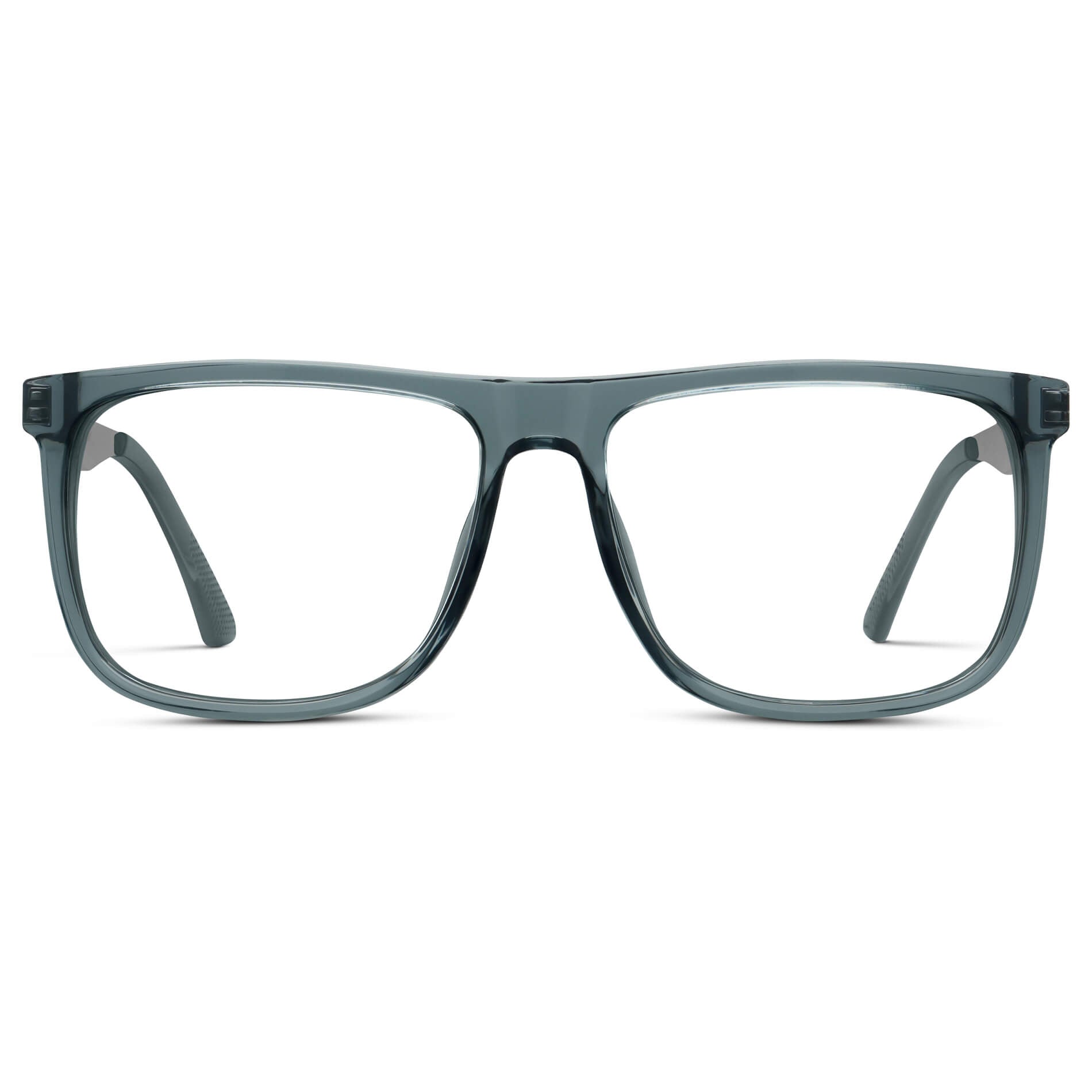 Stone Blue || Men's Stone Blue Frame Square Eyeglasses with Clear Prescription Lens