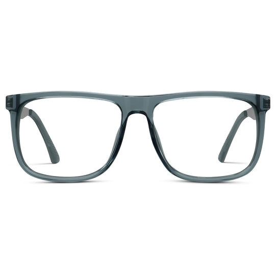 Stone Blue || Men's Stone Blue Frame Square Eyeglasses with Clear Prescription Lens