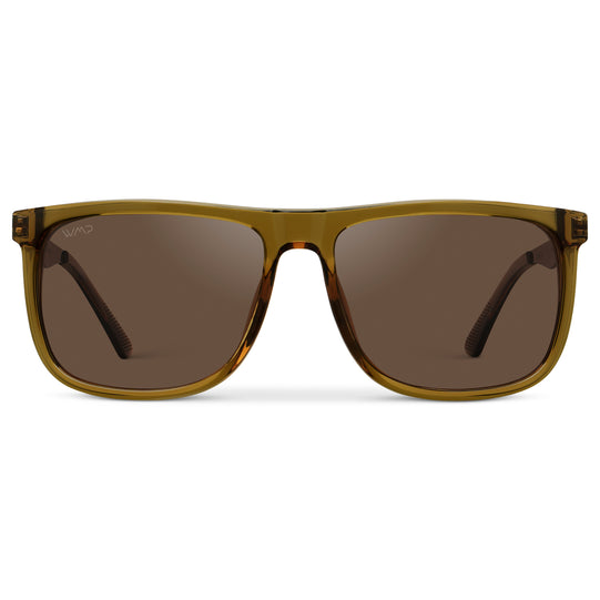 Crystal Verde / Brown Lens || Crystal Verde Square Acetate Frame Sunglasses with Brown Polarized Lenses