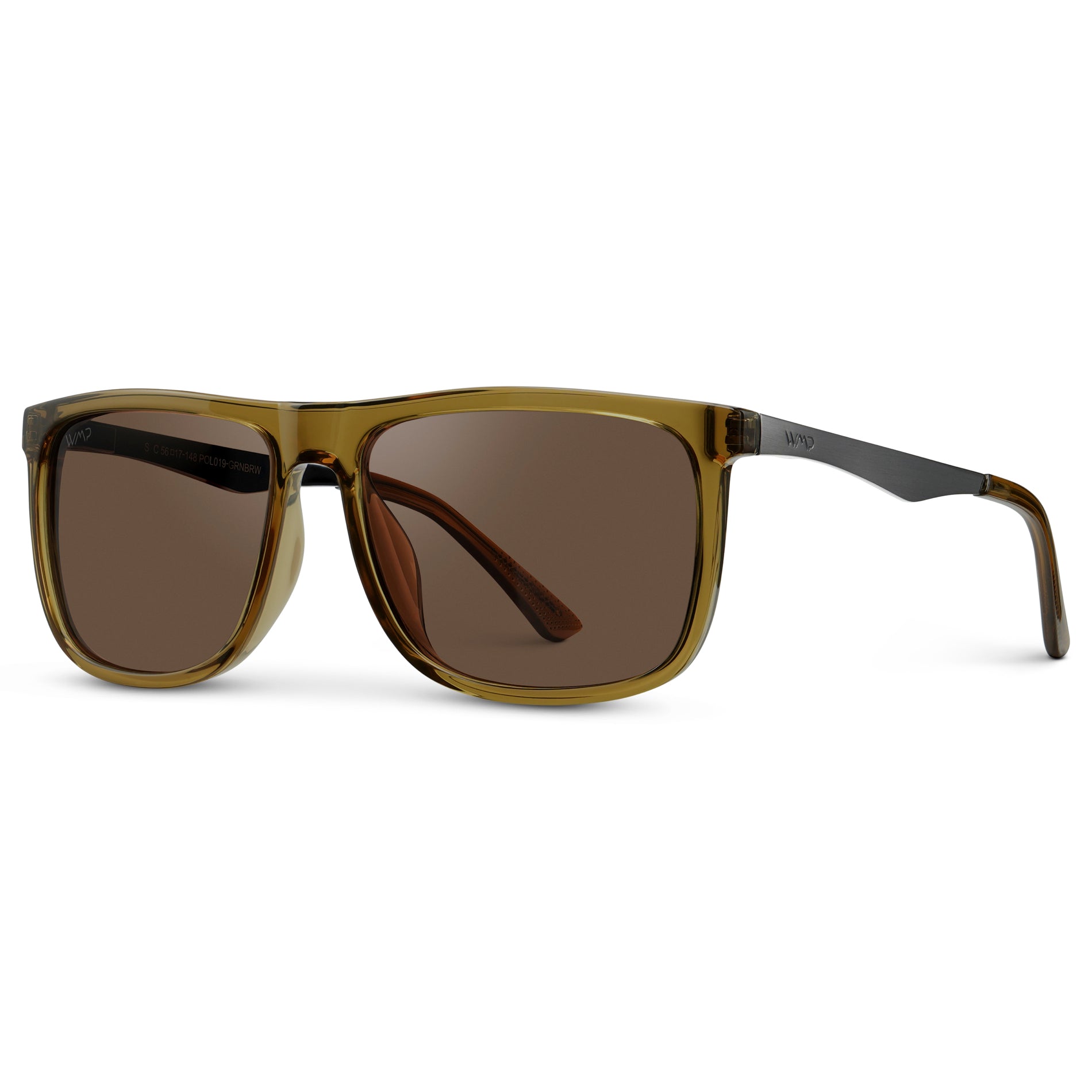 Crystal Verde / Brown Lens || Crystal Verde Square Acetate Frame Sunglasses with Brown Polarized Lenses