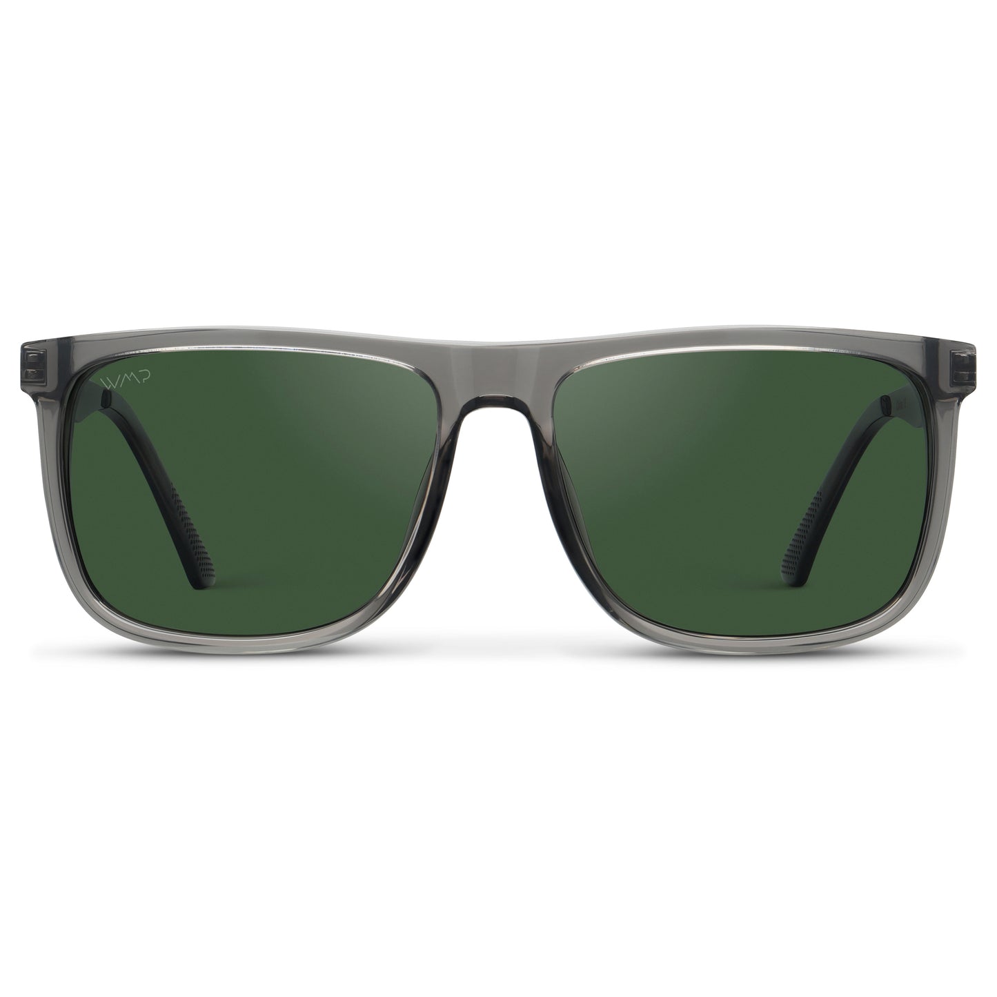 Steel Grey / Smoke Green Lens || Steel Grey Square Acetate Frame Sunglasses with Smoke Green Polarized Lenses