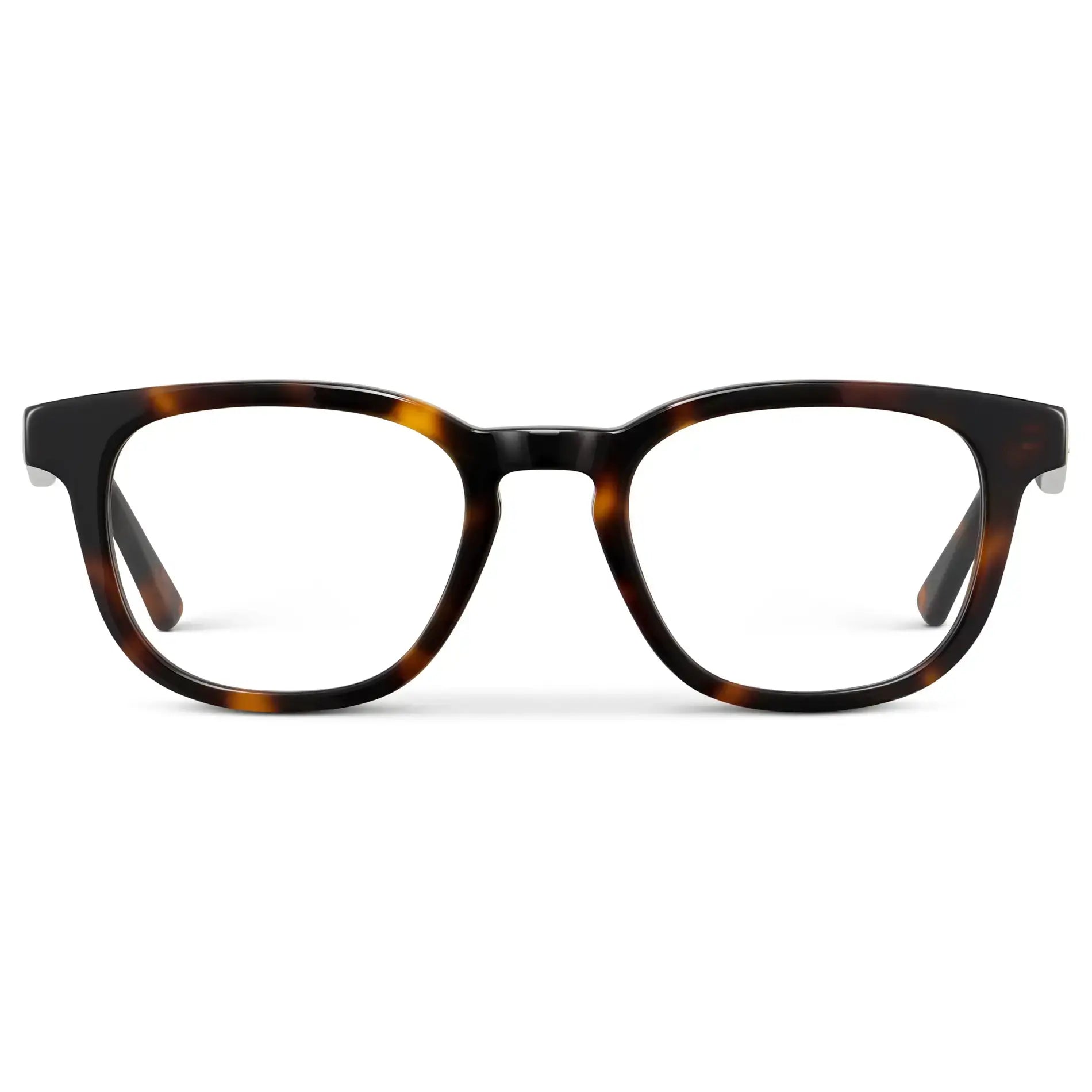 Brown Tortoise || Men's Square Prescription Eyeglasses with Brown Tortoise Acetate Frame and Clear Lens