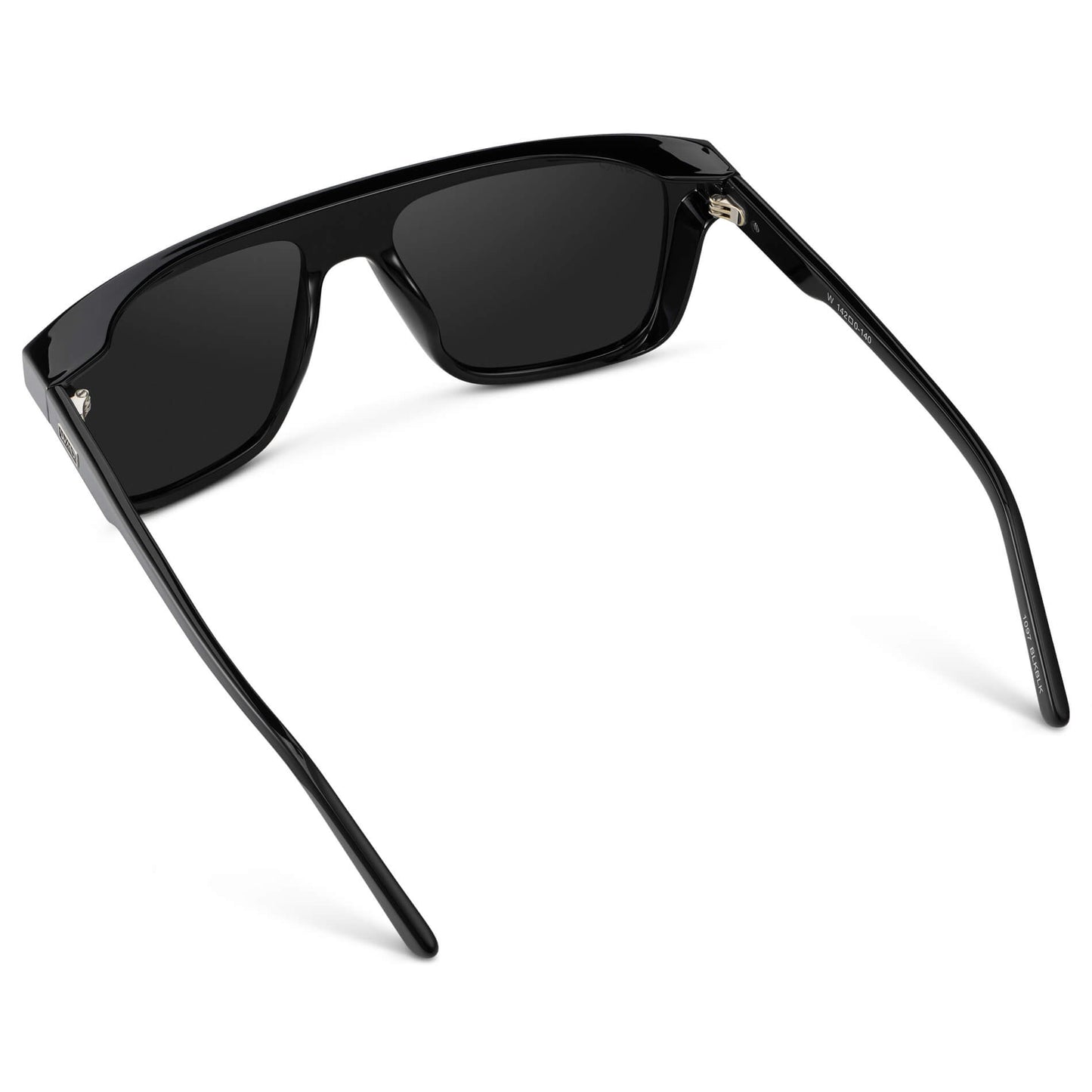 Black / Black Lens || Men's Rectangular Wrap Around Shield Sunglasses with Black Acetate Frame and Black Polarized Lens