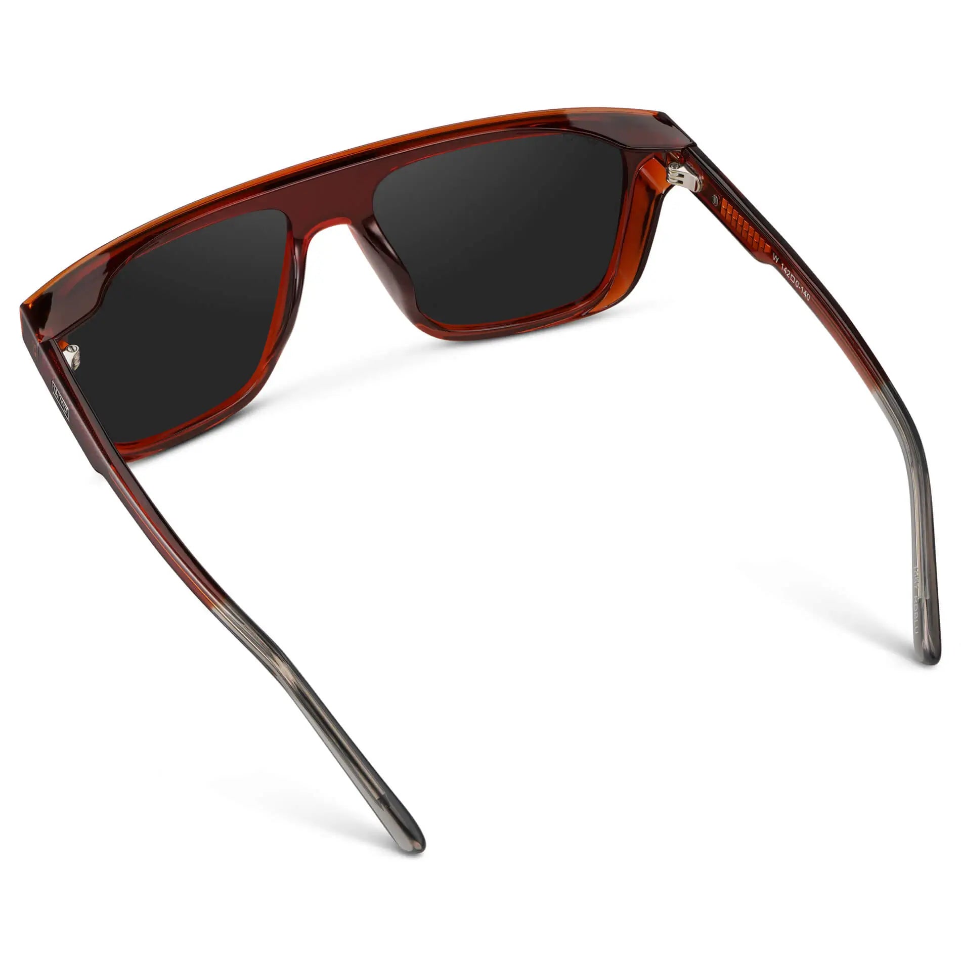 Crimson Red / Black Lens || Men's Rectangular Wrap Around Shield Sunglasses with Crimson Red Acetate Frame and Black Polarized Lens
