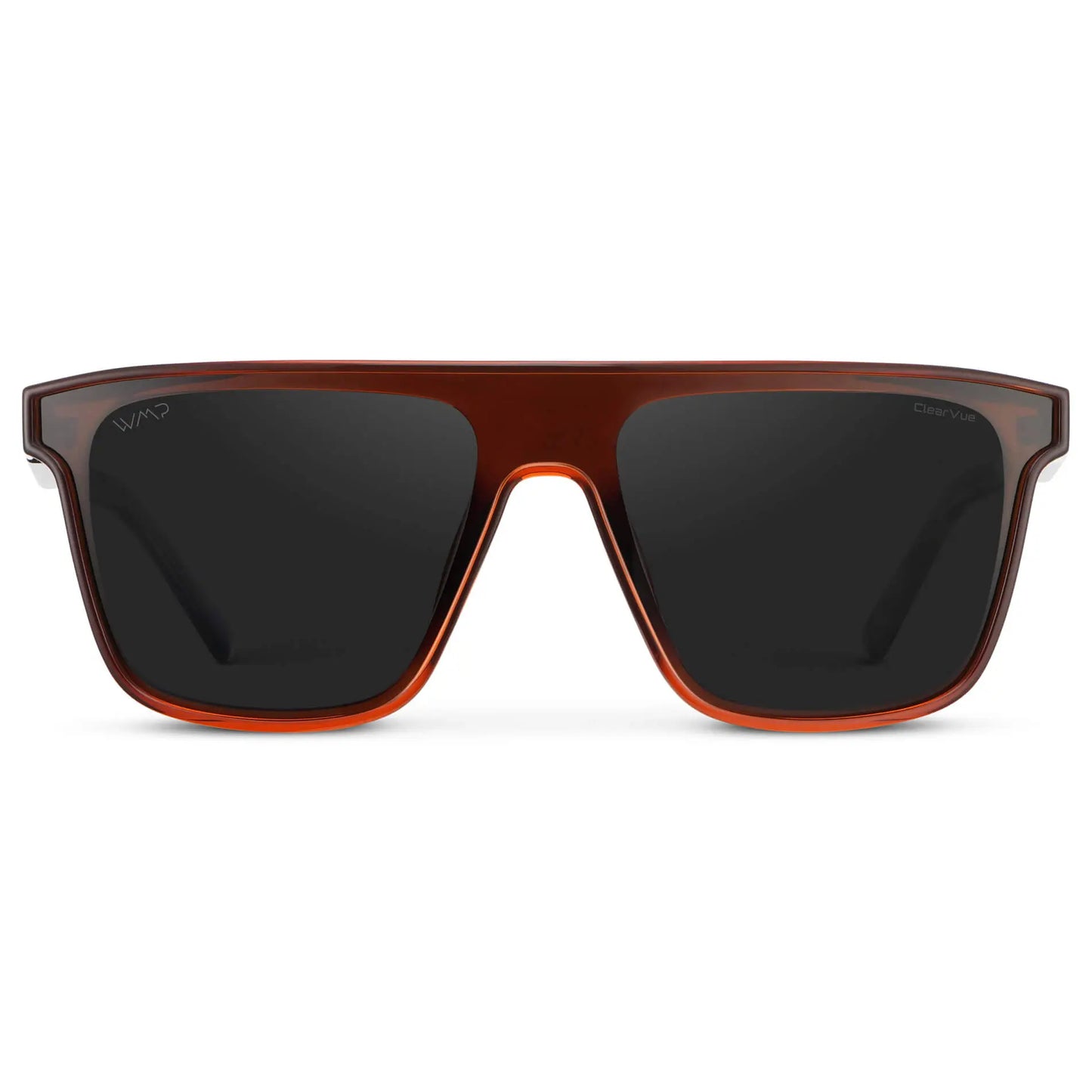 Crimson Red / Black Lens || Men's Rectangular Wrap Around Shield Sunglasses with Crimson Red Acetate Frame and Black Polarized Lens