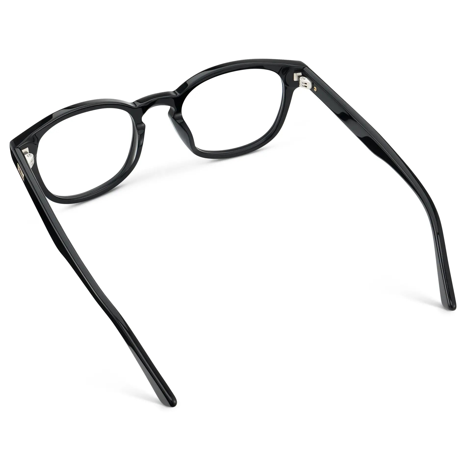 Black || Men's Rounded Rectangular Blue Light Blocking Glasses with Black Acetate frame