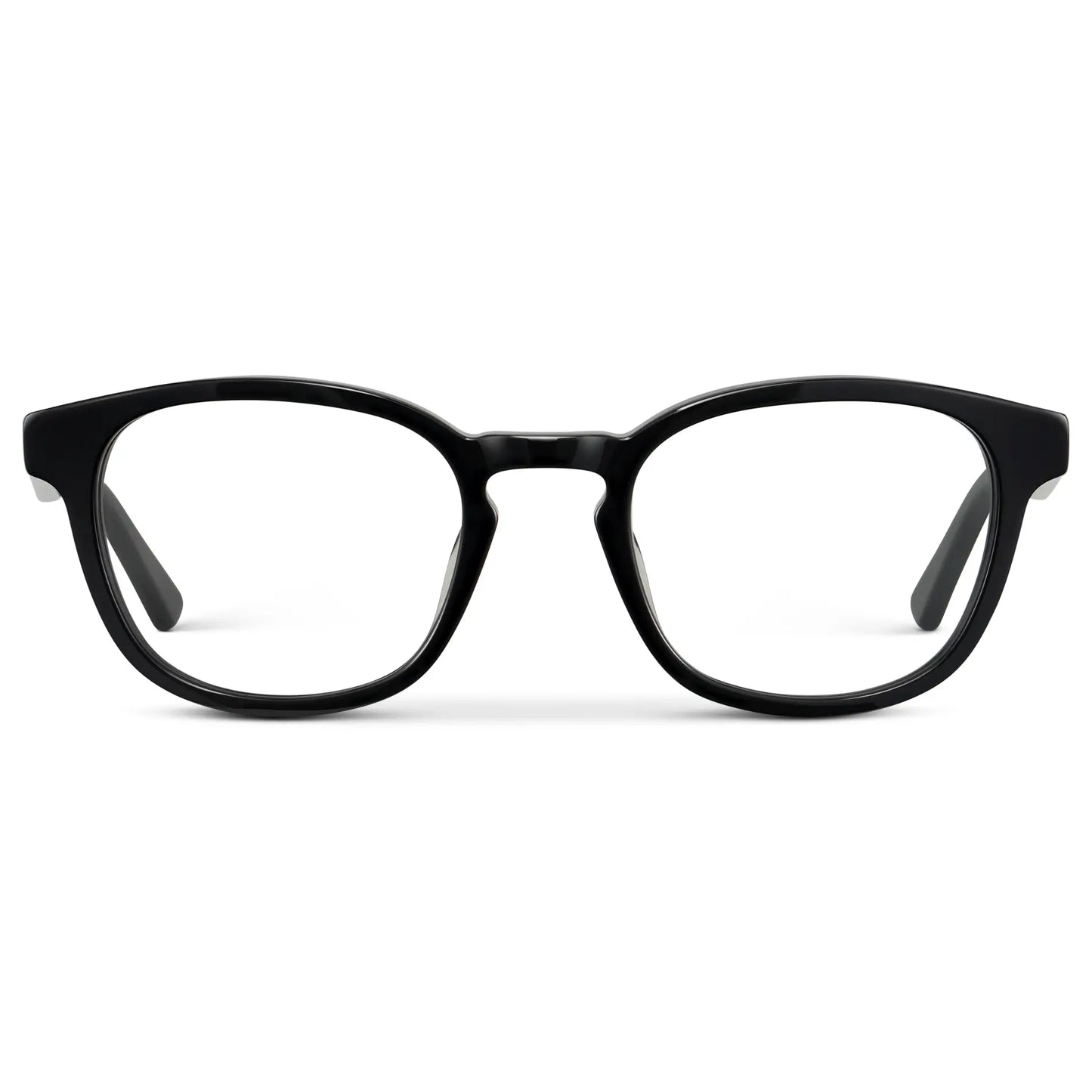 Black || Men's Rounded Rectangular Blue Light Blocking Glasses with Black Acetate frame