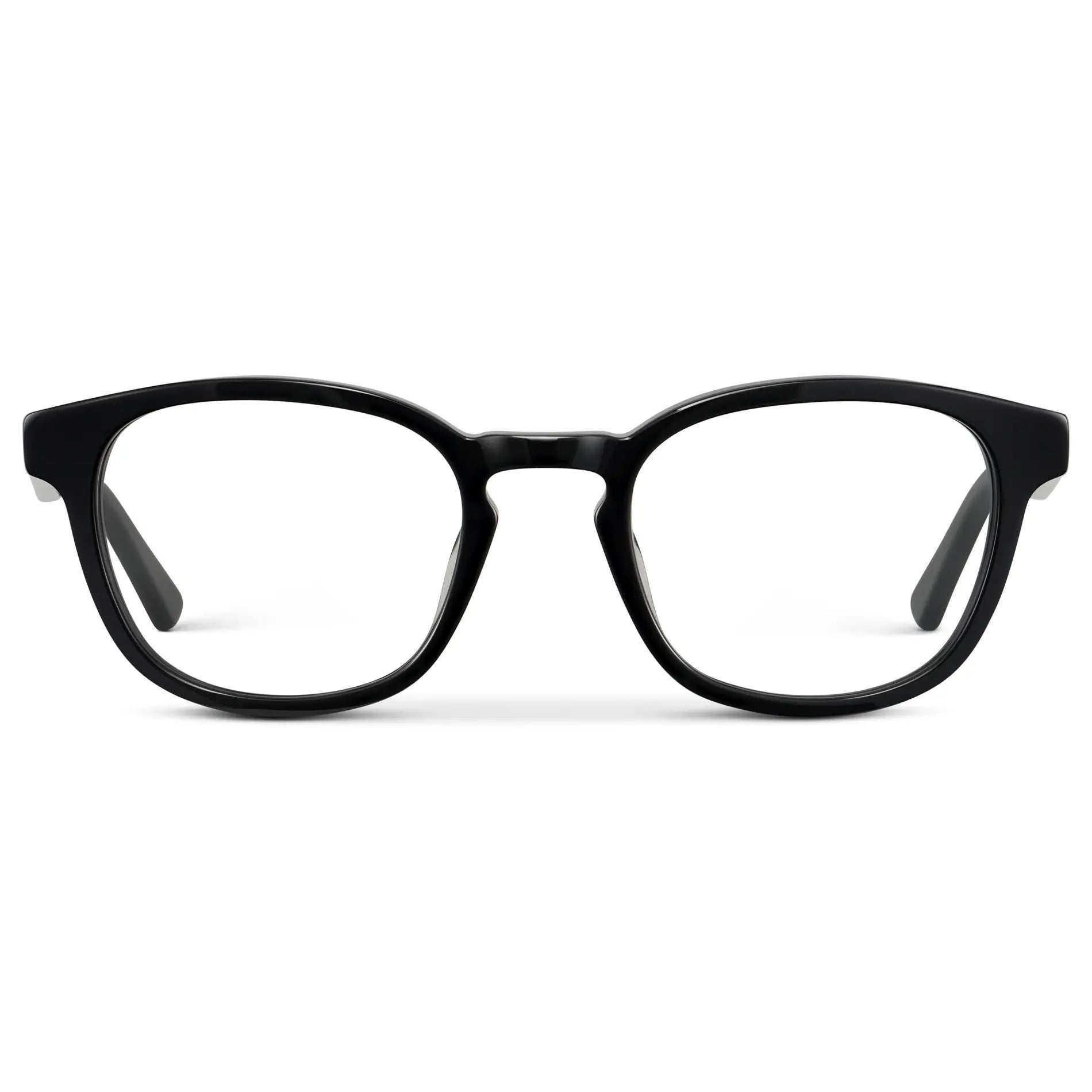 Black || Men's Rounded Rectangular Blue Light Blocking Glasses with Black Acetate frame